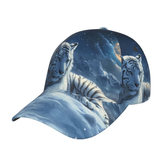 Baseball Cap, White Tiger Under Full Moon A Trucker Hats Women Dad Hat for Workouts - Baseball hat Adjustable Size