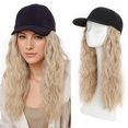 Baseball Cap Wig with Hair Extensions 19" Long Curly Wavy Hair Baseball