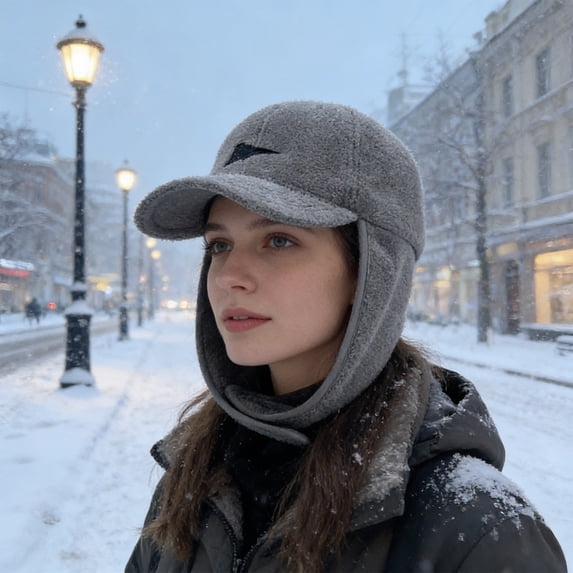 Baseball Cap For Winter Thermal Ear Flap Cap Thermal Ear Flap Baseball Cap for Winter, Cold Weather Insulated Hat with Ear Protection, Gray Color, Unisex Adult Design for Outdoor Enthusiasts