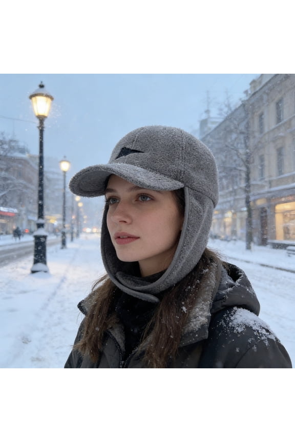 Baseball Cap For Winter Thermal Ear Flap Cap Thermal Ear Flap Baseball Cap for Winter, Cold Weather Insulated Hat with Ear Protection, Gray Color, Unisex Adult Design for Outdoor Enthusiasts