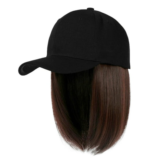 Baseball Cap With Hair Extensions Straight Short Bob Hairstyle Adjustable Removable Wig Hat For Woman Girl Ash Blonde Mix Blonde