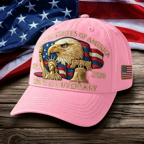 Baseball Cap Women,Baseball Hats for Men,250th Anniversary Usa Hat,United States 250th Anniversary Hat Bald Printed Patriotic Baseball Cap For Men Women Multi,America 250 Tribute(Pink)