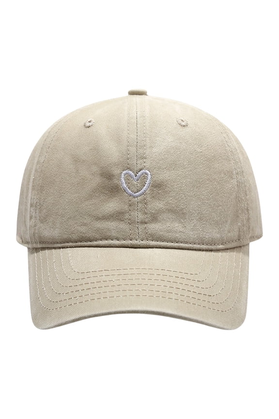 Baseball Cap Women! Comdrip Women Solid Color Heart Embroidered Soft Top Outdoor Washed Baseball Cap Womens Baseball Hat Khaki One Size