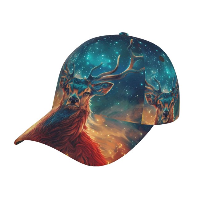 Baseball Cap Women Men, Celestial Stag Cosmic Glow Adjustable Hat for