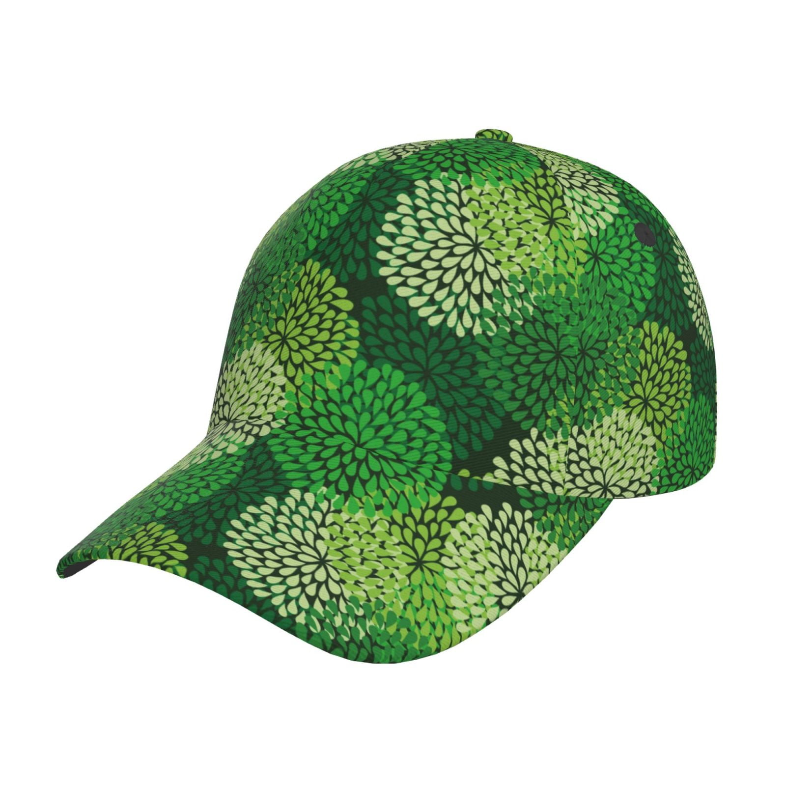 Baseball Cap Women Men, Green Flower Adjustable Hat for Baseball Hat