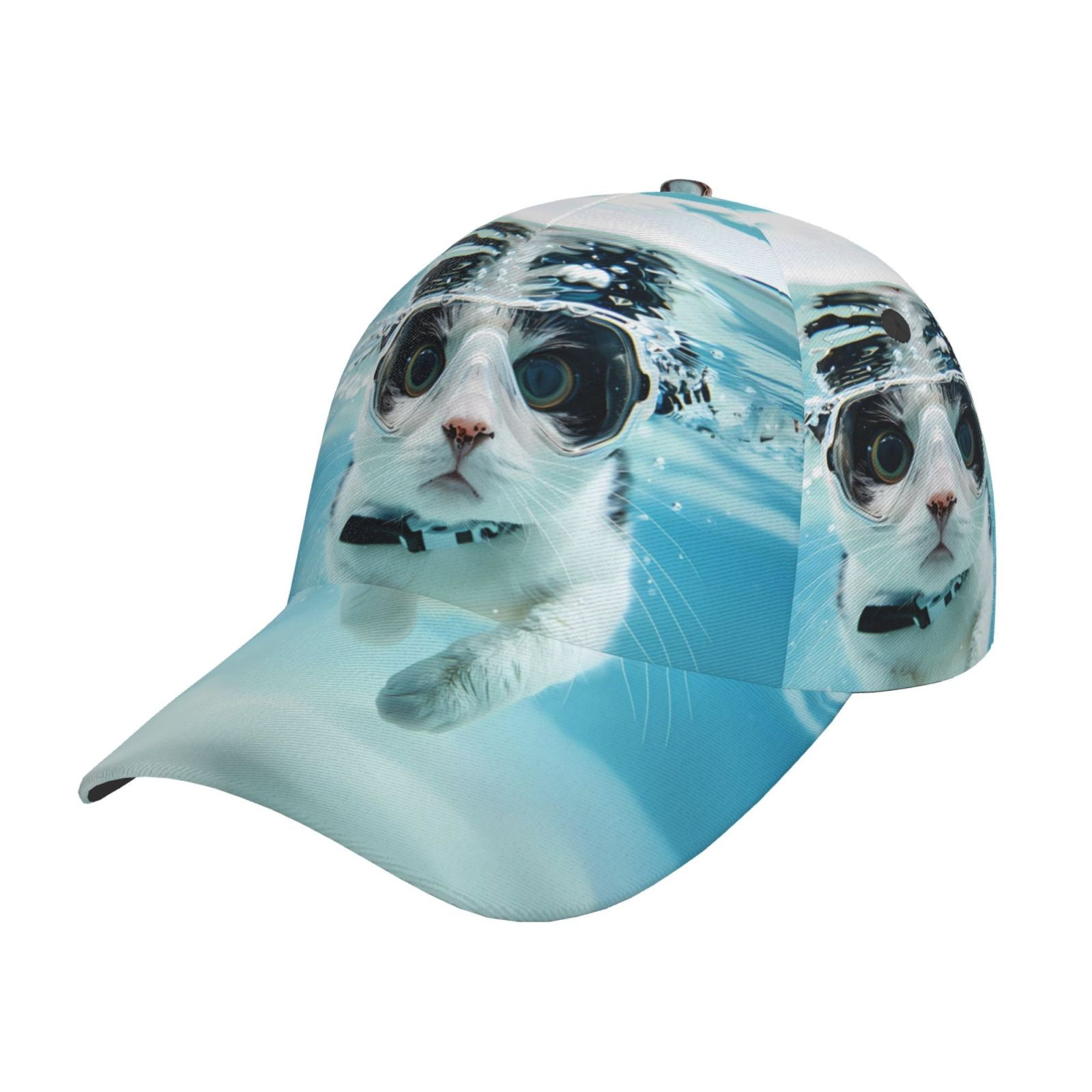 Baseball Cap Women Men, Swimming Cat Goggles Adjustable Hat for