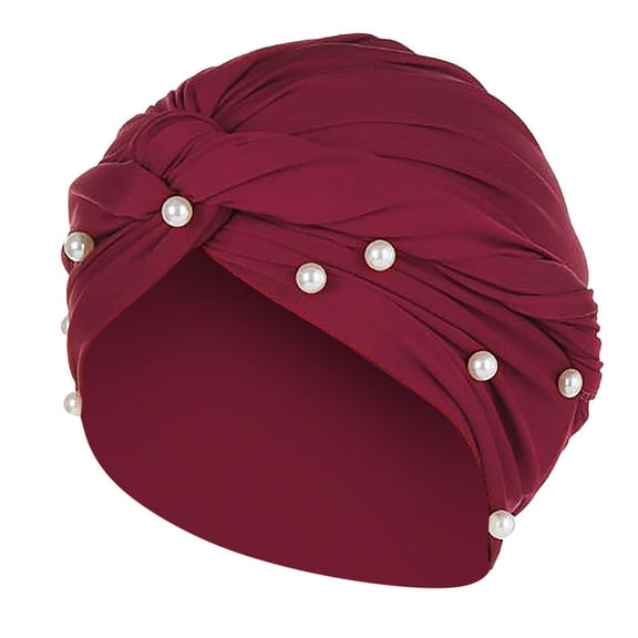 Baseball Cap Women Pearl Beading India Hat Muslim Ruffle Cancer Chemo Beanie Turban Wrap Cap Hat
