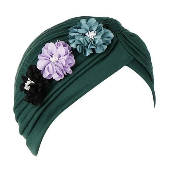 Baseball Cap Women Solid Floral India Hat Muslim Ruffle Cancer Chemo Beanie Turban Wrap Cap Hat