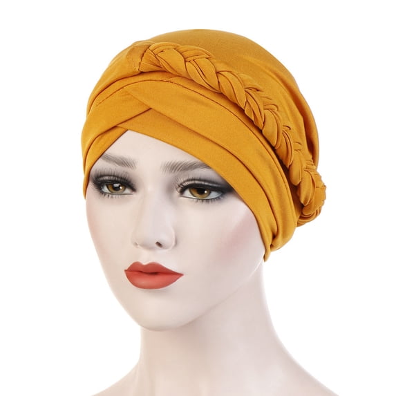Seductiva Yoga Workout Head Bands Women Solid Plait India Hat Ruffle Cancer Chemo Beanie Turban Wrap Cap Muslim Hat 1PC