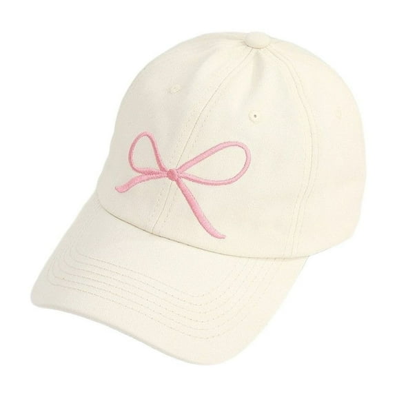 Baseball Cap Women's Adult Bow Embroidered Baseball Caps Baseball Hat Beige One Size