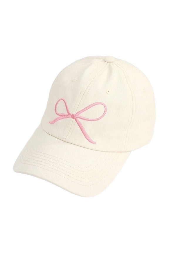Baseball Cap Women's Adult Bow Embroidered Baseball Caps Baseball Hat Beige One Size