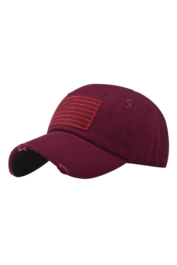 Baseball Cap Yigetop Mens and Womens Summer Fashion Casual Sunscreen Baseball Caps Cap Hats American Flag Hat Wine one Size