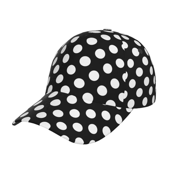 Baseball Cap, black white polka dots Trucker Hats Women Dad Hat for Workouts - Baseball hat Adjustable Size