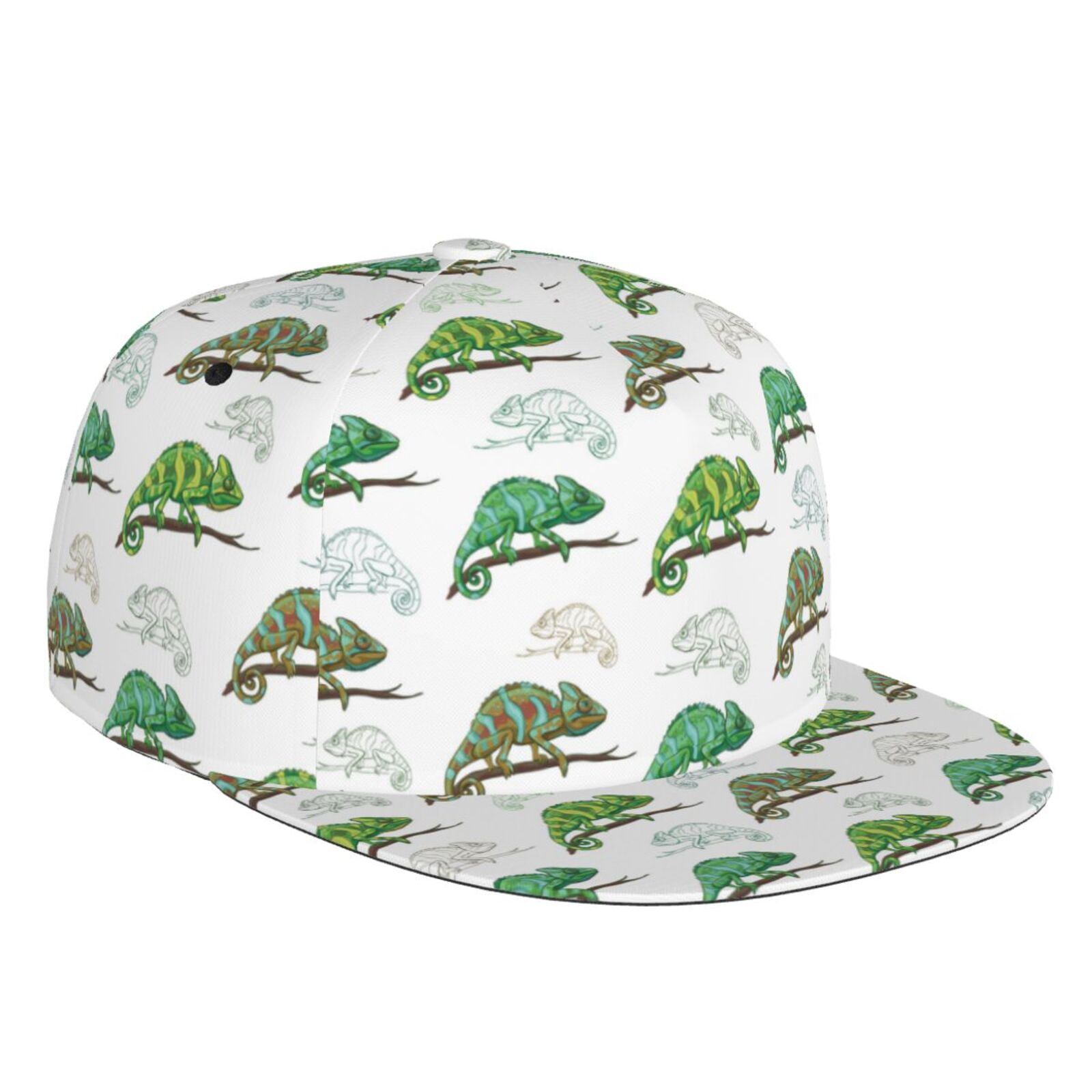 Baseball Cap cartoon cute lizard chameleon Flat Brim Hats for Men and ...