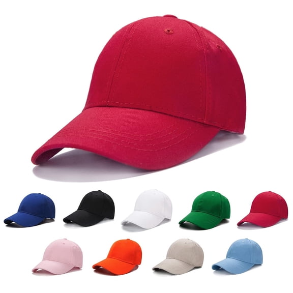 Baseball Cap for Kids-Adjustable Washed Cotton Golf Toddler Hat for Boys & Girls Red