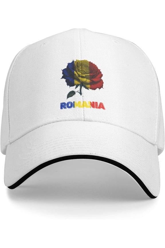 Baseball Cap for Men Women Vintage Romania Romanian Flag Rose Flower Novelty Snapback Hat
