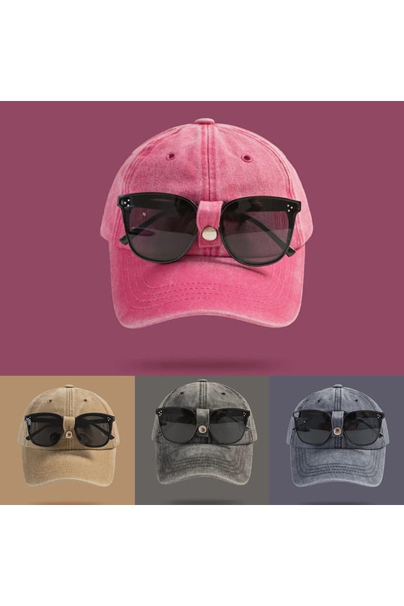 Baseball Cap for Men Women with Sunglasses Holder Summer Casual Sport Hat Hot Pink