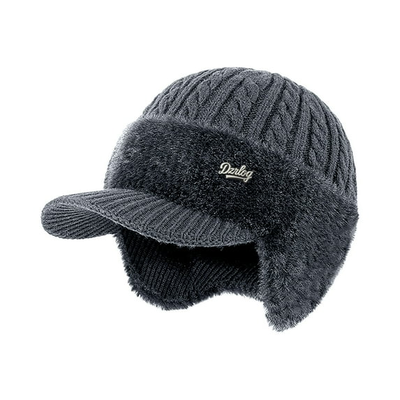 Baseball Cap for Men Wool Fur Fitness Trapper Hat Fashion Accessories Plush Men's Hats & Caps Dark Gray