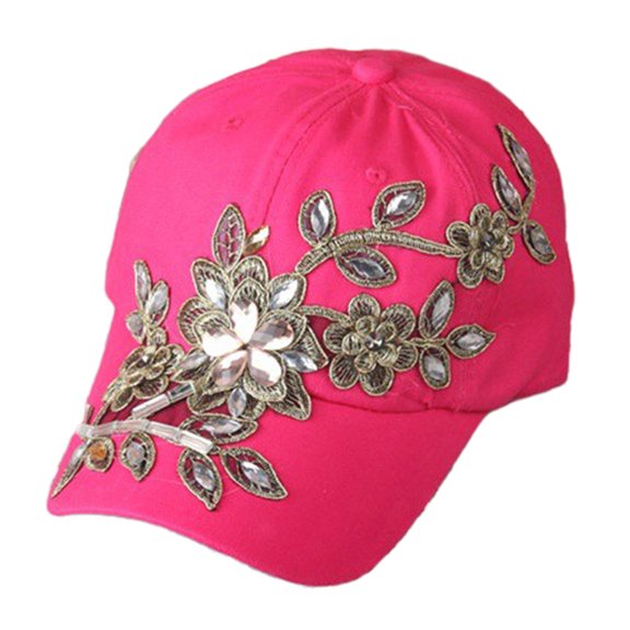 Baseball Cap for Women Lady Floral Embroidery Adjustable Curved Brim Breathable for Exercise Soccer Yoga Running