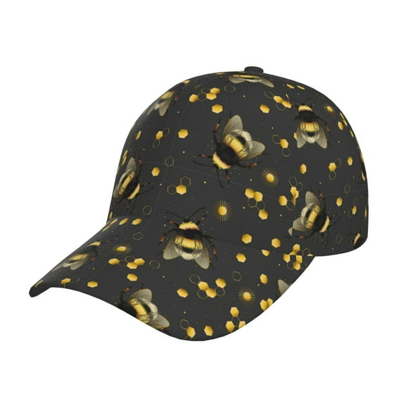 Baseball Cap, gold bees gray cool black Trucker Hats Women Dad Hat for Workouts - Baseball hat Adjustable Size