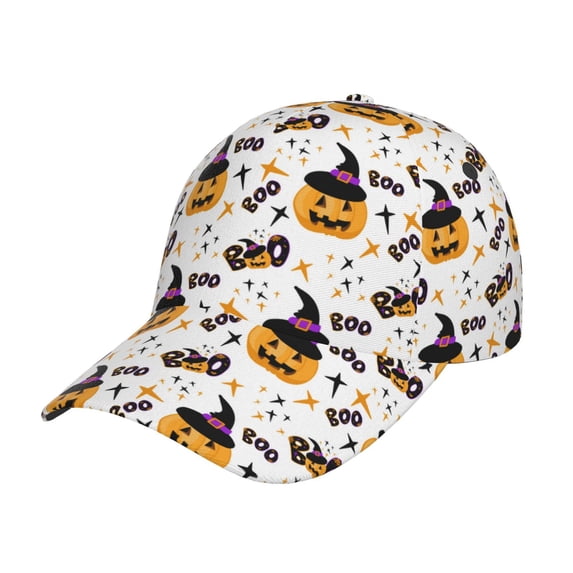 Baseball Cap, halloween pumpkin hat boo Trucker Hats Women Dad Hat for Workouts - Baseball hat Adjustable Size