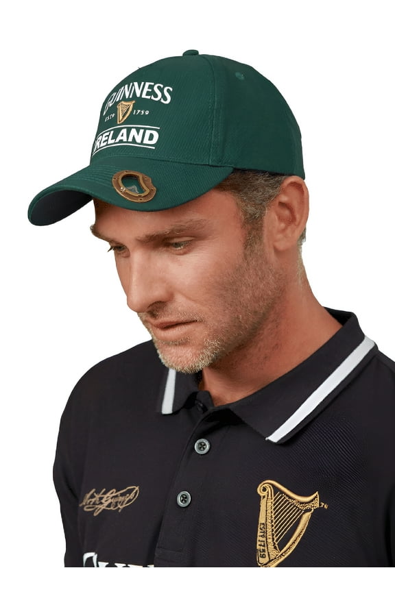 Baseball Cap with Bottle Opener Fitted Snap Bottle Green Color by Guinness for Men 100% Cotton