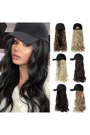 Baseball Cap with Hair Extensions Wig Hat Hair Extensions Wavy Magic Paste Natural Wig Hair for Women Girls