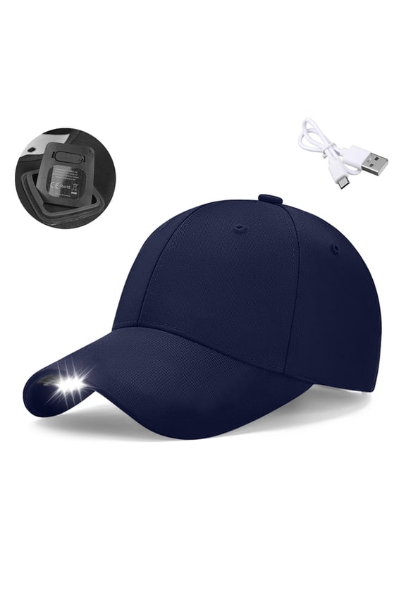 Baseball Cap with LED Light, AYAMAYA Rechargeable Headlight Hat  for Outdoor Camping Night Fishing, Blue