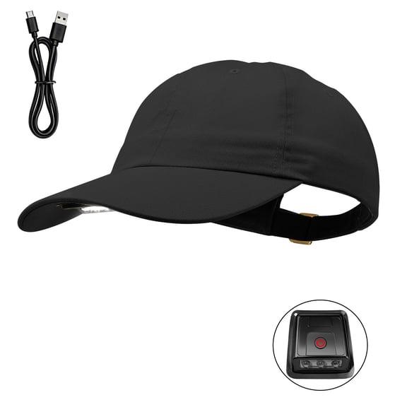 Baseball Cap with Light,Flashlight Baseball Hat with Light Built in, Rechargeable Headlamp Hats for Fishing Jogging Camping Night Work, Black