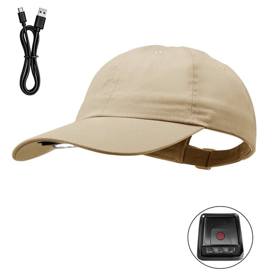 Kapsuen LED Baseball Cap,Flashlight Baseball Hat with Light Built in, Rechargeable Headlamp Hats for Fishing Jogging Camping Night Work, Khaki