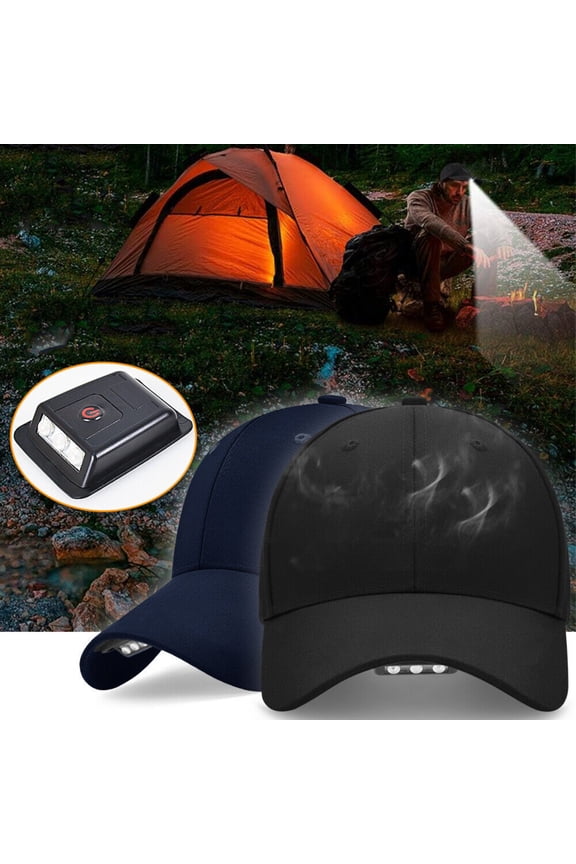 Baseball Cap with Light, Hands Free LED Baseball Cap with 5 LED Battery Powered Headlamp Hat Flashlight Hat