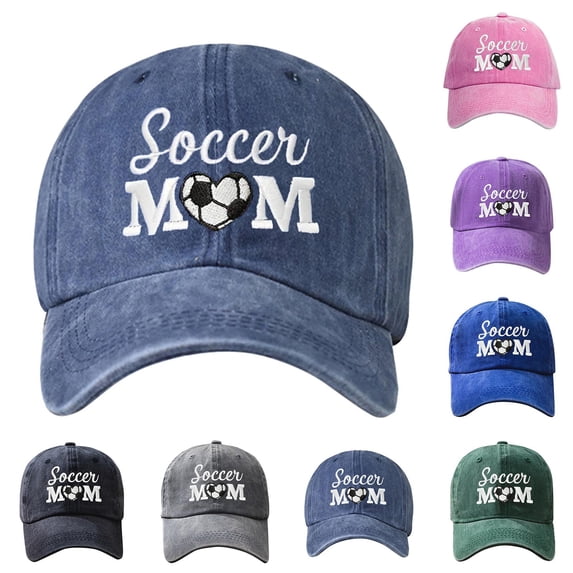 Baseball Cap with Soccer Mom Embroidery Washed Distressed Design Unisex ...