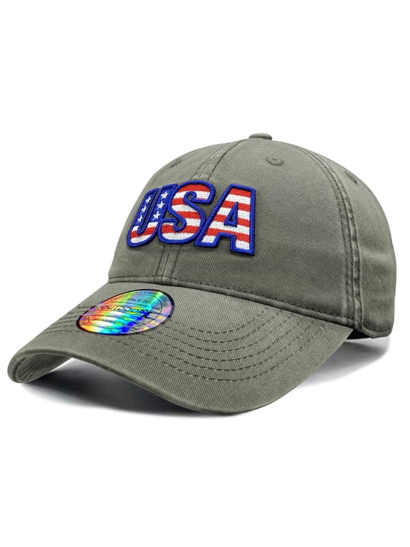 USA Embroidered Baseball Cap for Men & Women – Vintage Washed Cotton Adjustable Dad Hat, Patriotic American Flag Casual Outdoor Cap