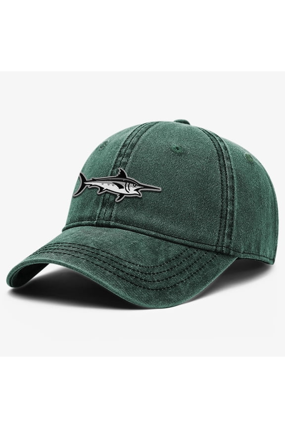 Baseball Cap with Swordfish Logo – Vintage Washed Dad Hat for Men & Women, Adjustable Fishing Hat for Outdoor & Casual Wear