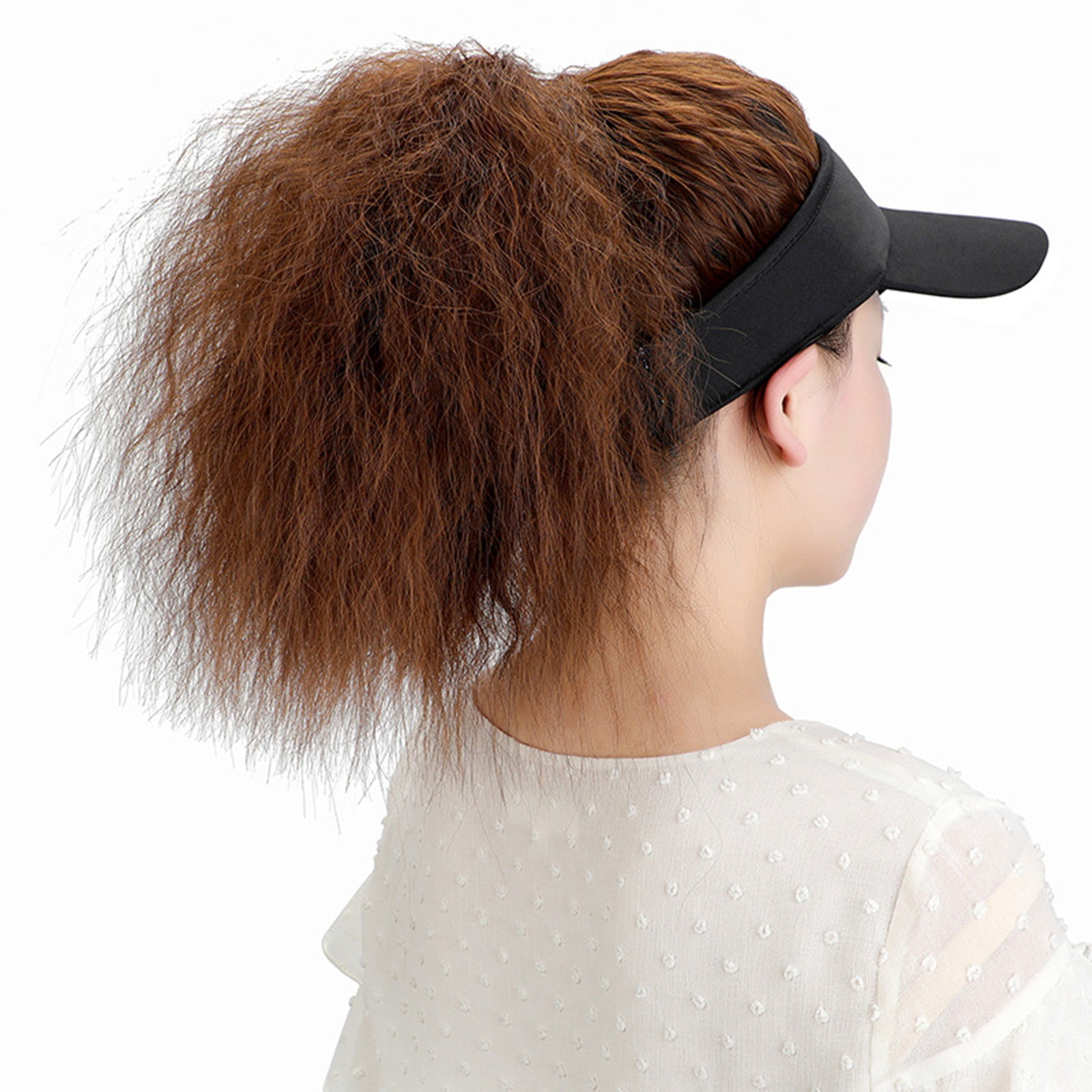 Baseball Cap with Synthetic Hair Extensions Curly Wig Hat for Women