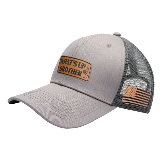 Baseball Cap with "What's Up Brother Print", Korean Style Unisex Hat, Breathable Mesh Back Summer Cap, Casual Outdoor Sun Hat for Women and Men Beige