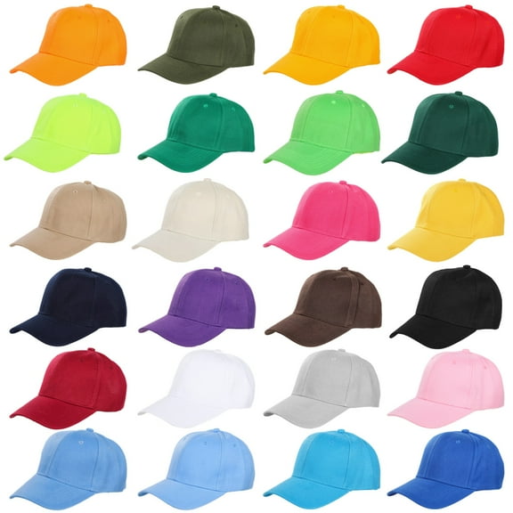 Baseball Caps 24 Pack, Blank Trucker Hat, Basecaps with Adjustable Closure, Sublimation Hats in Vibrant Colors
