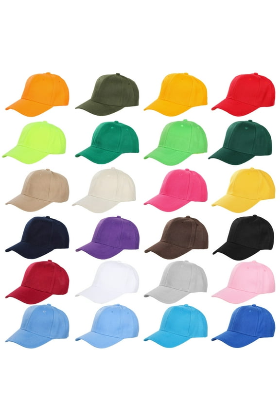 Baseball Caps 24 Pack, Blank Trucker Hat, Basecaps with Adjustable Closure, Sublimation Hats in Vibrant Colors