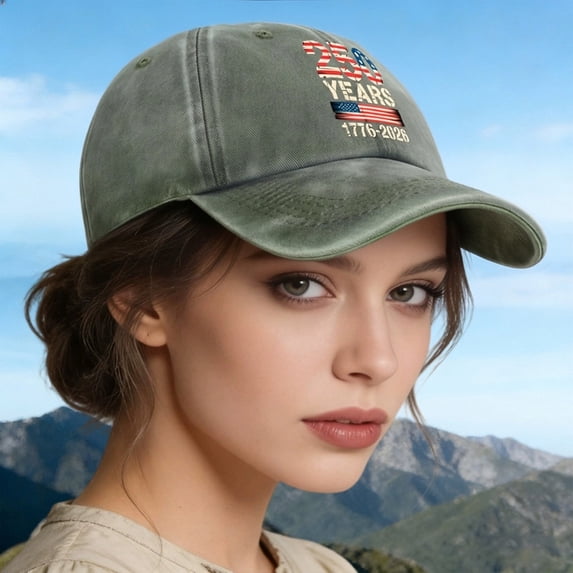 Baseball Caps 250 Year American Anniversary Hat 250th Celebration 1776-2026 United States Embroidered Patriotic Hats Green