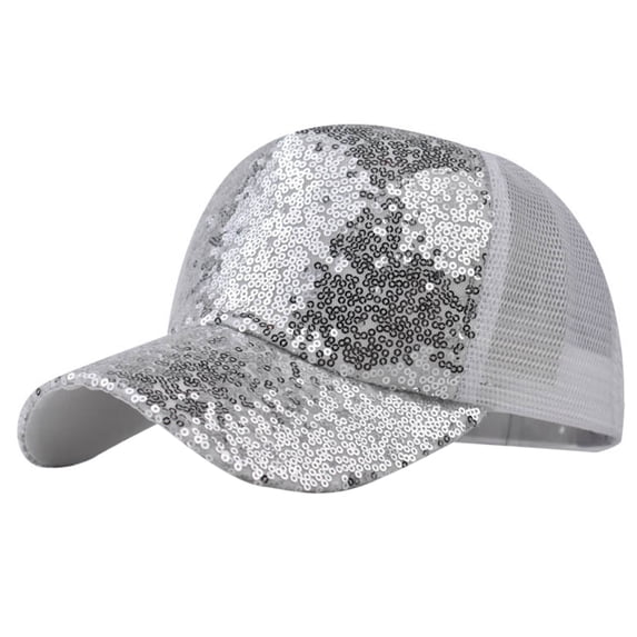 Baseball Caps Base Layered Fashion Accessory for Uni Sun Breathable Mesh Sequin Hat with Color Design Soft Net Included Silver