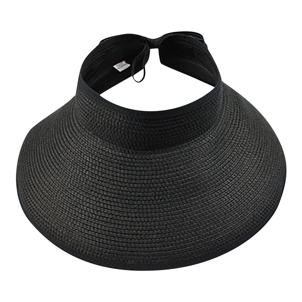 Baseball Caps Bowtie Hat w/Cute Summer Visor Foldable Straw Sun Women’s
