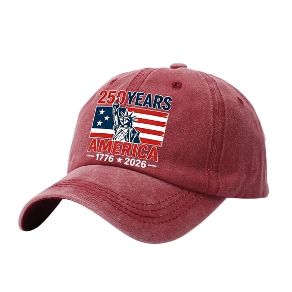 Baseball Caps CQXIDFH 250th Anniversary USA Patriotic Hat, Adjustable Baseball Cap Dad Trucker Bucket Hat for Men Women Outdoor Golf, Sun Hats (Wine, One Size)