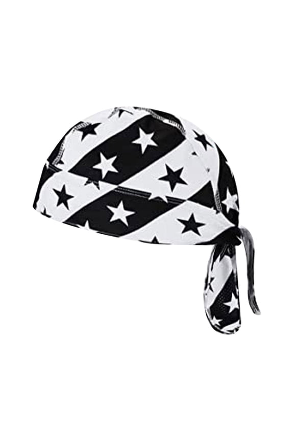 Baseball Caps CQXIDFH Cooling Wicking Do Rag Skull Cap, American Flag Durag Head Wrap, Breathable Helmet Liner, Lightweight Sports Beanie for Cycling Motorcycling Daily Use (White, One Size)