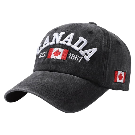 Baseball Caps Canada Day Embroidered Maple Leaf Flag Adjustable Hat for Casual Wear Everyday Use Black