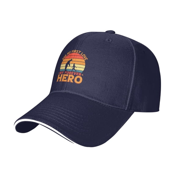 Baseball Caps Dad My First Love My Forever Hero Printing Dad Hat Sport Hats for Men,Women Teen Graphic,Cool,Fashion,Trendy,Casual} Adjustable for Snapbacks Navy Blue One Size