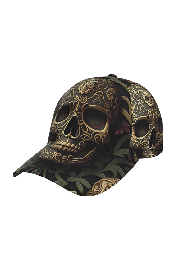 Baseball Caps Dad Trucker Hat Sun Hats Snapback for Outdoor Sport , Skulls Head Gothic Golden Skull