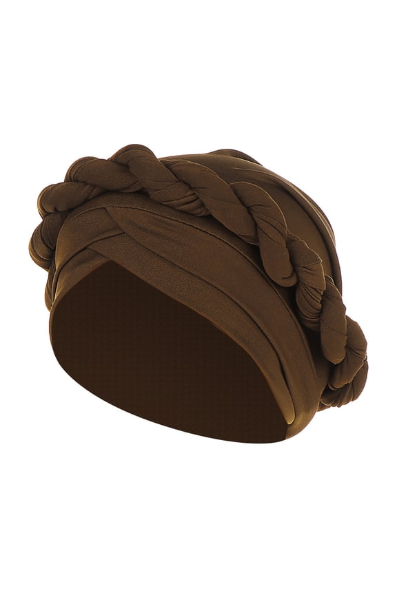 Baseball Caps Fashion Women Braid Hat Turban Wrap Cap for Casual Everyday Wear Brown