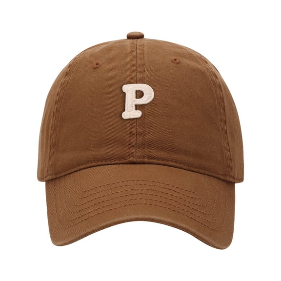 Baseball Caps For Men Women Letter P Soft Top Baseball Cap Adjustable Outdoor Sun Hat For Casual Wear Coffee One Size