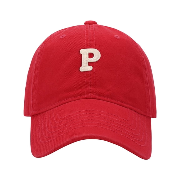 Baseball Caps For Men Women Letter P Soft Top Baseball Cap Adjustable Outdoor Sun Hat For Casual Wear Red One Size
