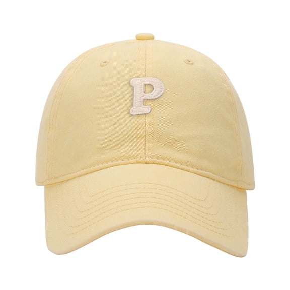Baseball Caps For Men Women Letter P Soft Top Baseball Cap Adjustable Outdoor Sun Hat For Casual Wear Yellow One Size